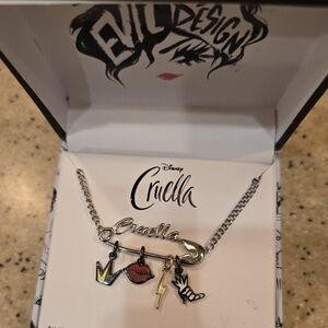 NWT Disney Cruella Silver Necklace with Charms